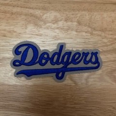 LOS ANGELES DODGERS Embroidered Iron-On 4.5&Prime; x 2&Prime; Script Logo Patch (Blue/Gray)