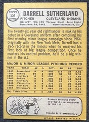 1968 TOPPS HIGH # DARRELL SUTHERLAND (CLEVELAND INDIANS) #551 EX OC