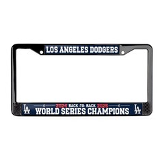 LA Dodgers Back to Back 24-25 World Series Champions 3D Black License Plate Car