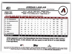 2024 Topps Jordan Lawlar #451 Rookie Arizona Diamondbacks