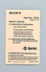 5m Sony Baseball SSP HomeRun Hitters (Card 11/12) Reggie Jackson 563 Phone Card