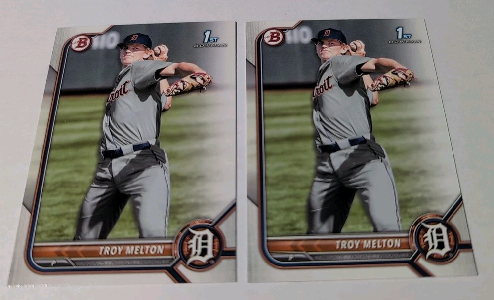 Troy Melton 2022 1st Bowman Draft BD-118 Rookie RC Tigers Lot Of 2