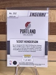🔥📈 SCOOT HENDERSON 2023-24 Panini Instant RC SP /461 Trail Blazers #352 🏀🔥