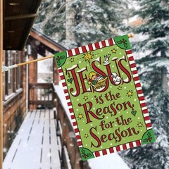 AVOIN colorlife Jesus Is The Reason For Season House Size-28 x 40&Prime;, Green