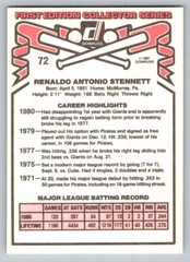 1981 Donruss – « breaking his leg » on Back #72 Rennie Stennett