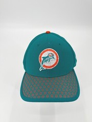 MIAMI DOLPHINS THROWBACK LOGO AQUA ELASTIC FITTED HAT DARK ORANGE POLKA DOTS