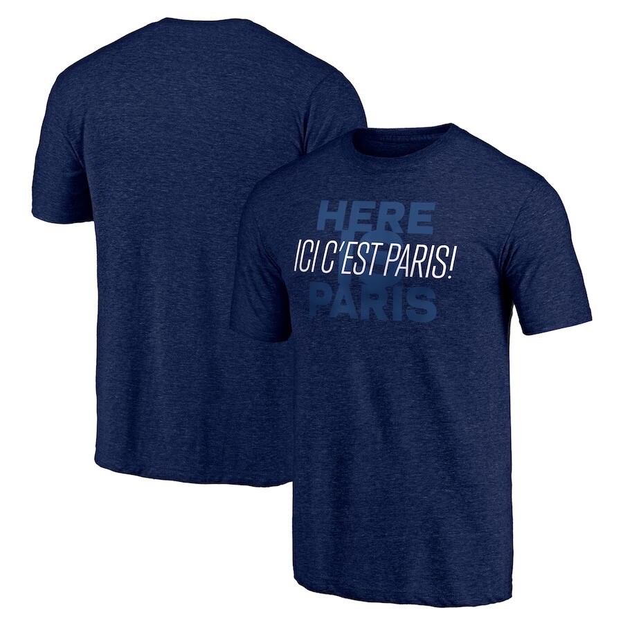 Paris Saint-Germain Fanatics Branded Statement Tri-Blend T-Shirt- Heathered Navy