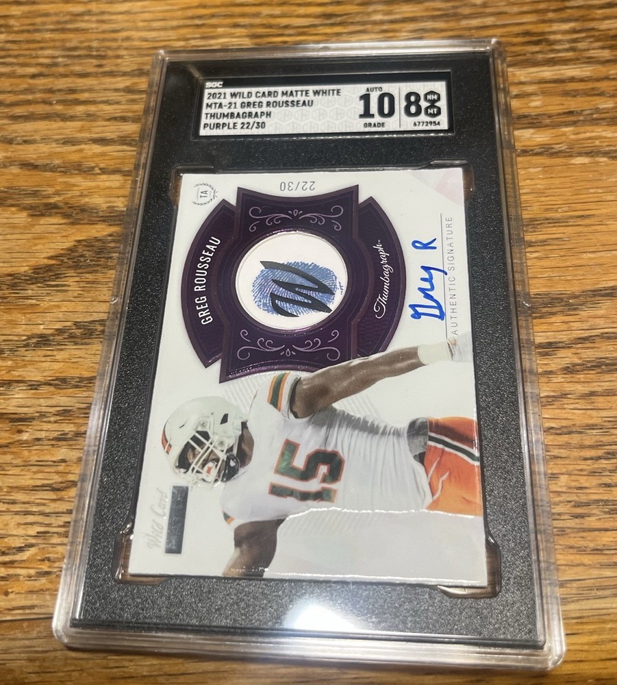 POP *1* 2021 Greg Rousseau/30 Sgc 8, Auto 10 1/1 RPA Thumbagraph, Buffalo Bills!