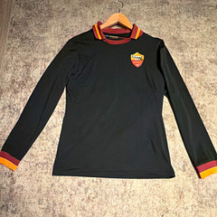AS Roma Skorupski #28 Long Sleeve Soccer Sewn Jersey Shirt Black Red Orange