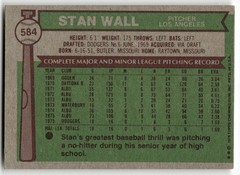 1976 Topps Stan Wall Rookie #584 Los Angeles Dodgers RC