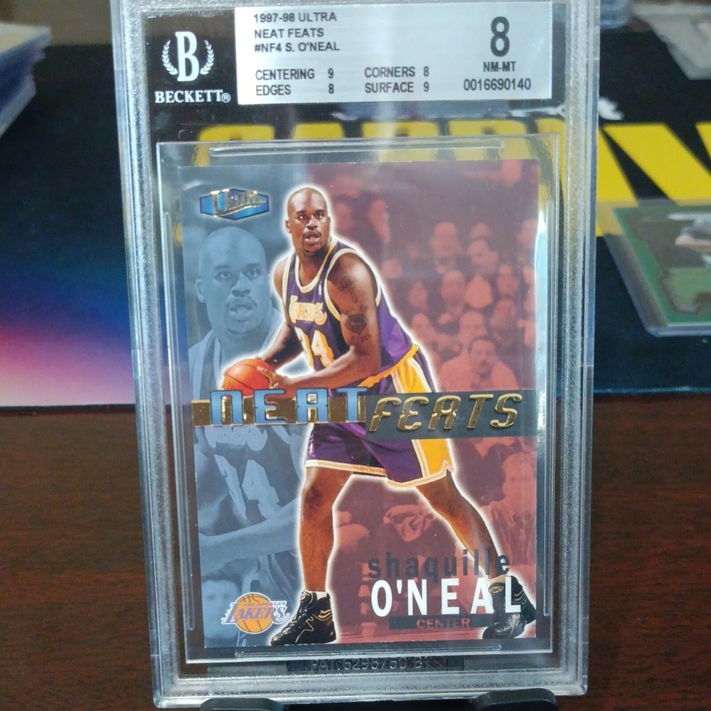 SHAQ O&rsquo;NEAL LAKERS HOF NEAT FEATS #4 SP 1997-98 FLEER ULTRA BASKETBALL BGS 8