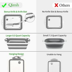 QiMH Collapsible Cutting Board – Foldable 15.8&Prime;L x 11.8&Prime;W, Gray