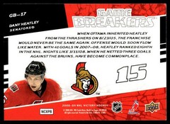 2008-09 Upper Deck Victory #GB-17 Dany Heatley Ottawa Senators Game BreakersCard