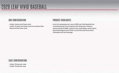 2026 Leaf Vivid Baseball Factory Sealed Hobby Box