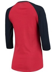Boston Red Sox New Era Womens Foil 3/4 Sleeve Raglan Red and Navy T-Shirt