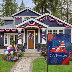 250 Anniversary USA Garden Flag, 250th 12×18 inches, Blue, Inch