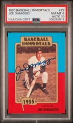 JOE DIMAGGIO 1980 BASEBALL IMMORTALS PSA/DNA ON CARD AUTO 8/10 ! *HIGHEST GRADED
