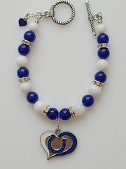Indianapolis Colts Bracelet Football Blue and White Jade Rhinestone Silver