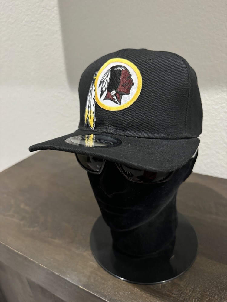 Retro Throwback Washington Redskins Logo Black Flat Bill Snapback Cap Hat NEW