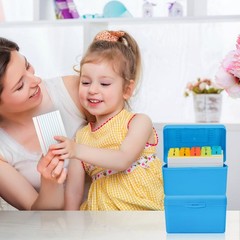 3×5 Index Card Holder Blue Organizer Desk Office Storage Box Index Card