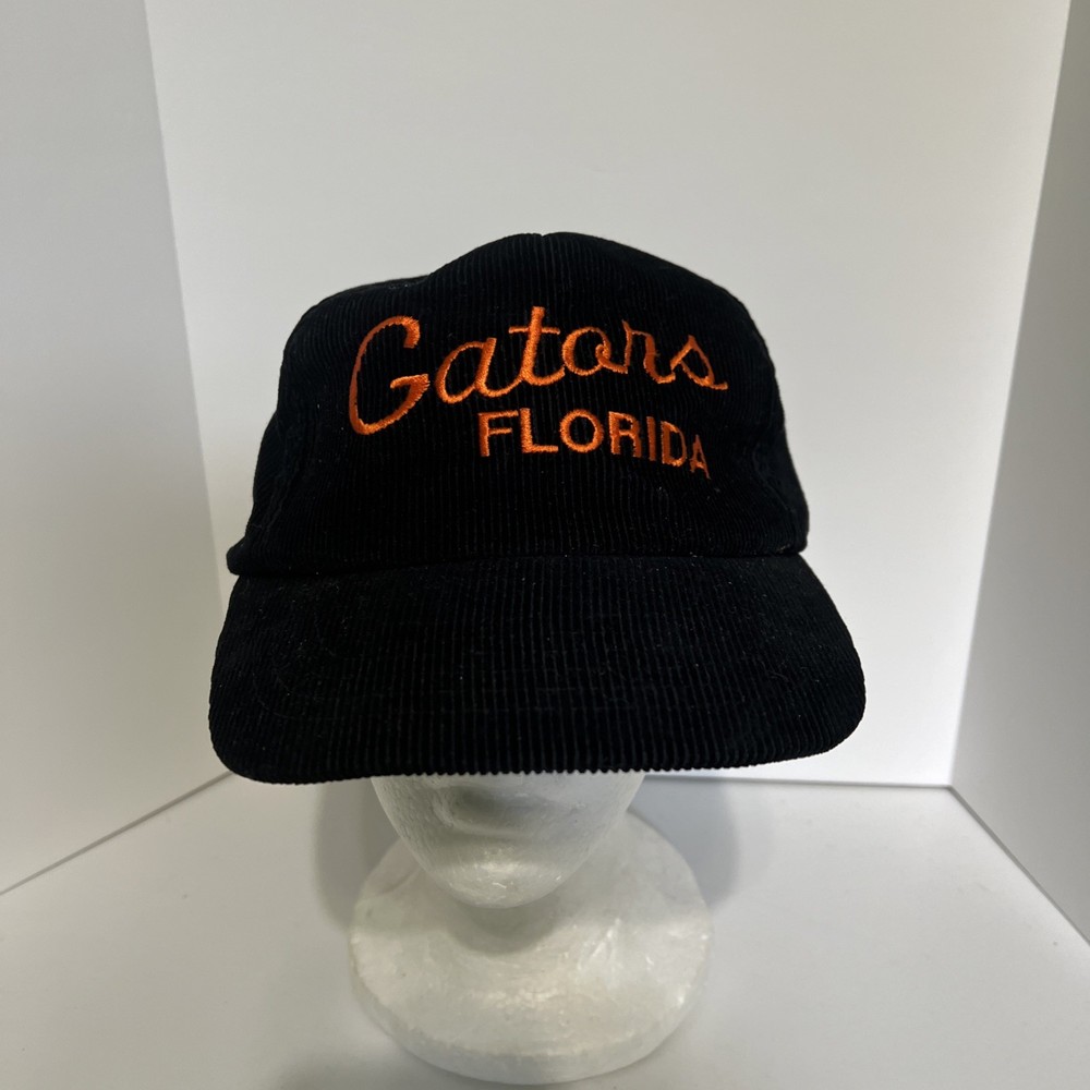 Florida Gators Corduroy Yupoong NCAA Football Hat Black and Orange Vintage