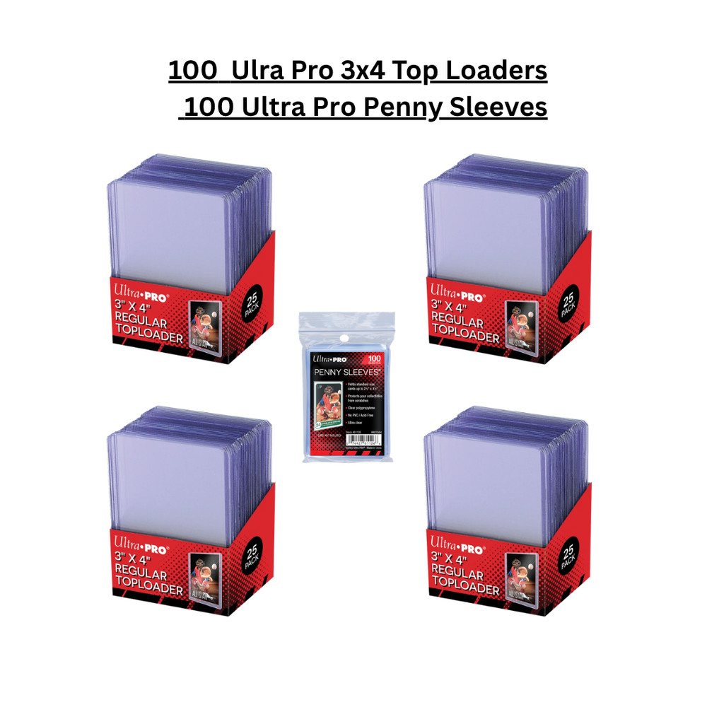 100 Ultra Pro 3×4 Standard Top Loaders + Soft Penny Sleeves Bundle