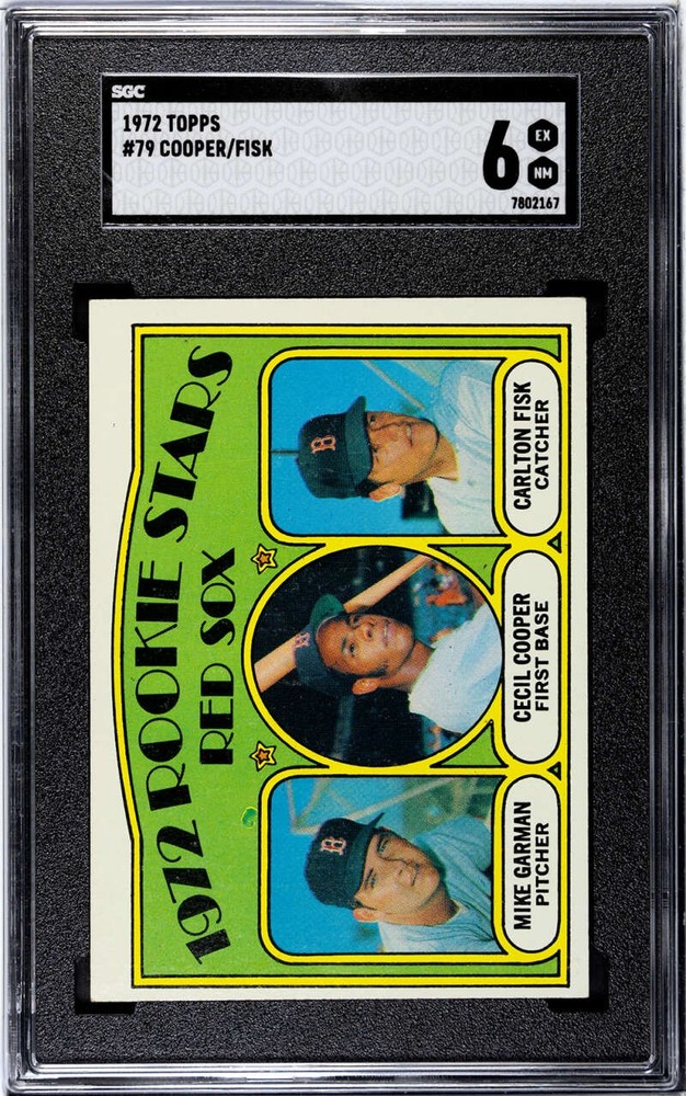1972 Topps #79 Mike Garman/Cecil Cooper/Carlton Fisk SGC 6 RC Rookie Red Sox Red
