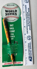 1955 World Series Yankees Brooklyn Dodgers Baseball Bat Pencil on Card No Pen