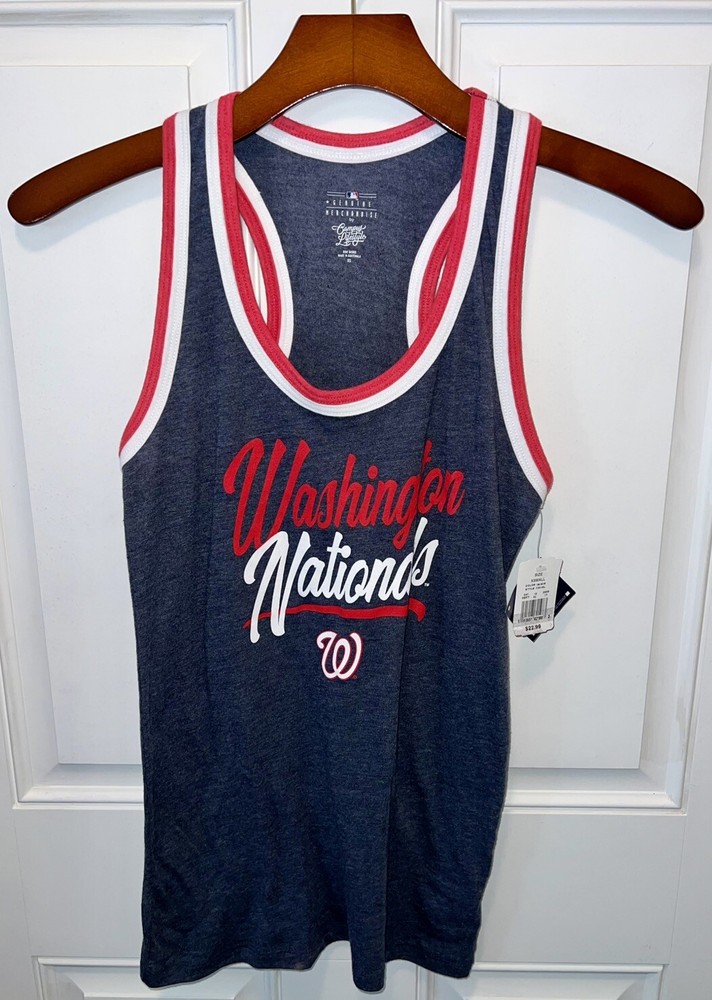 NWT MLB Washington Nationals Womens Scoop Neck Red White Navy Blue Tank Top XS