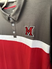 Miami Of Ohio RedHawks Colosseum Polo Shirt Men’s L XL Red Gray Embroidered