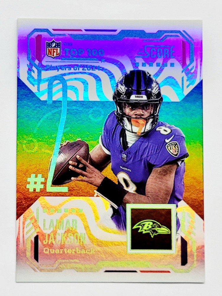 Panini 2025 Score Lamar Jackson The Top 100 Case Hit SP Insert #2 Baltimore