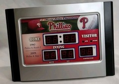 PHILADELPHIA PHILLIES SCOREBOARD ALARM CLOCK WITH 3 DIF. SOUNDS WORLD SERIES