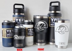 LA Rams YETI Laser Engraved Tumblers, Can Colsters and Bottles,2-Side