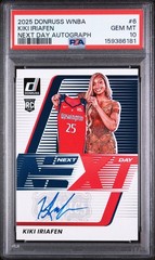 Kiki Iriafen Next Day Auto Rookie RC 2025 WNBA Donruss #6 PSA 10