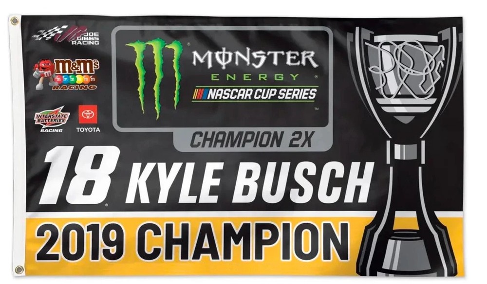 Kyle Busch #18 2019 Champion Cup Nascar Racing 3×5 FT Flag