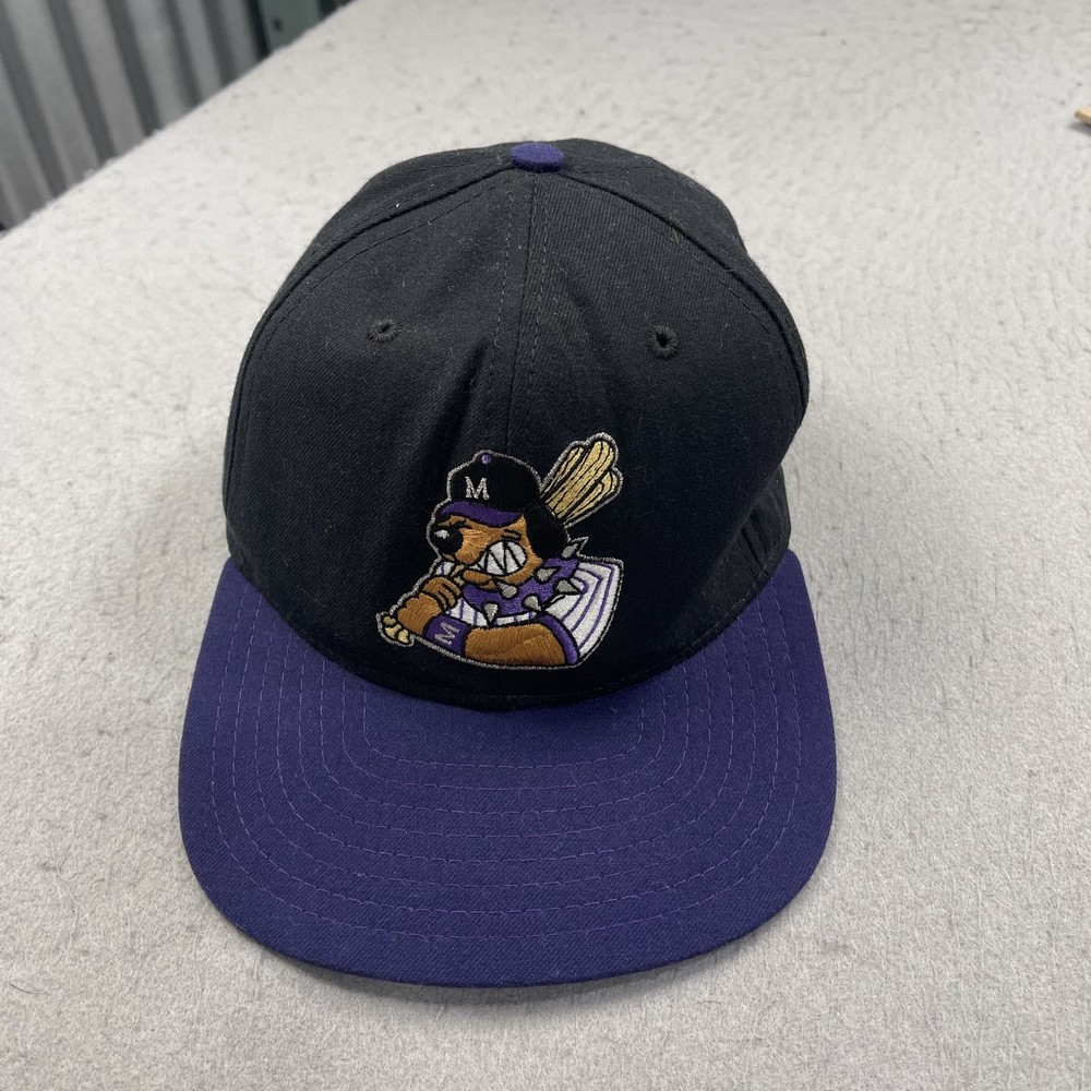 VINTAGE Merrillville Mud Dogs Hat Adult New Era Black Minors Snapback Cap 90s