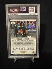 Panini Prizm Deca Lamar Jackson #20 Black Gold Shimmer Prizm /8 PSA Ravens