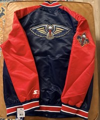 Starter Navy/Red New Orleans Pelicans Renegade Satin Full-Snap Varsity XL