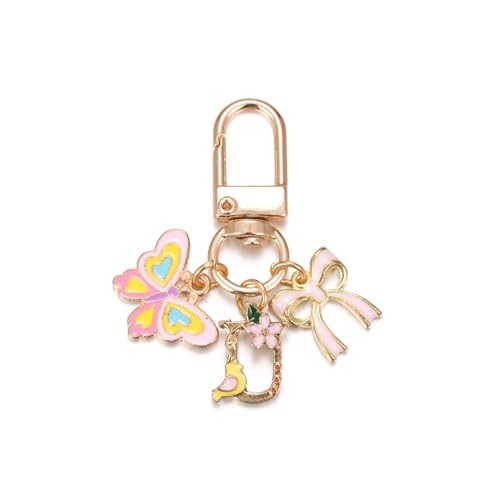 Cute Colourful Initial Letter Keychains with Small Colorful Letterkey-u