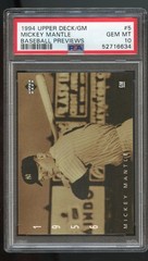 1994 Upper Deck GM Mickey Mantle #5 Baseball Previews 1956 PSA 10 Gem Mint HOF