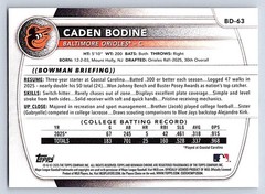 CADEN BODINE ORIOLESRC 1st card 2025 BOWMAN DRAFT #BD-63