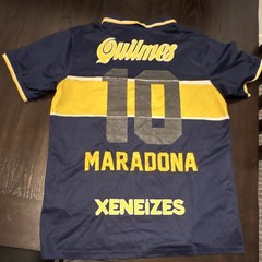 Nike Boca Juniors Soccer Jersey Diego Maradona #10 Quilmes Blue/Yellow XL as is