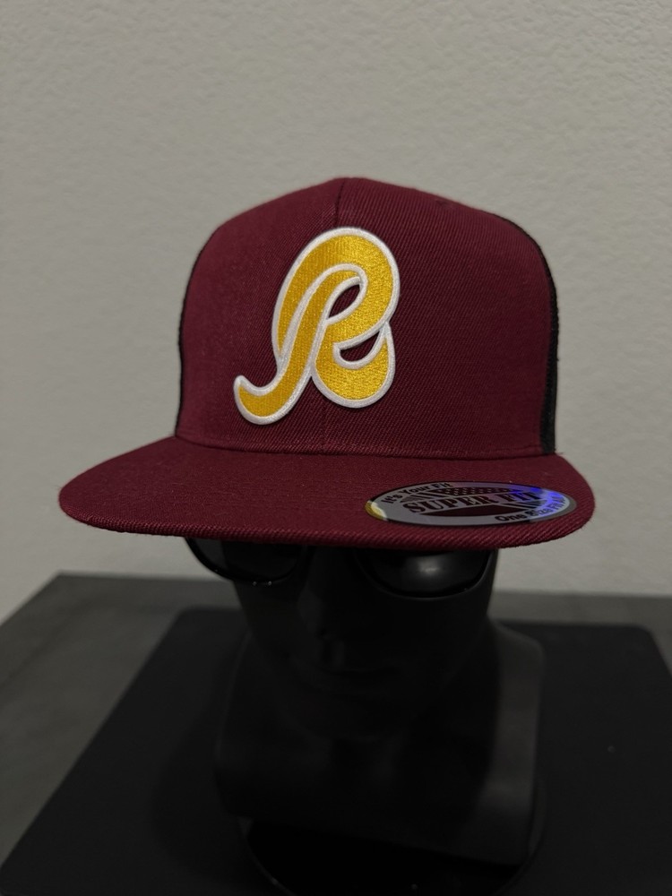 Retro Throwback Washington Redskins R Logo Trucker Flat Bill Adult Snapback Hat