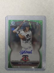 LUKE KEASCHALL 2023 BOWMAN CHROME DRAFT 1ST GREEN LAVA AUTO /99 #CDA-LK