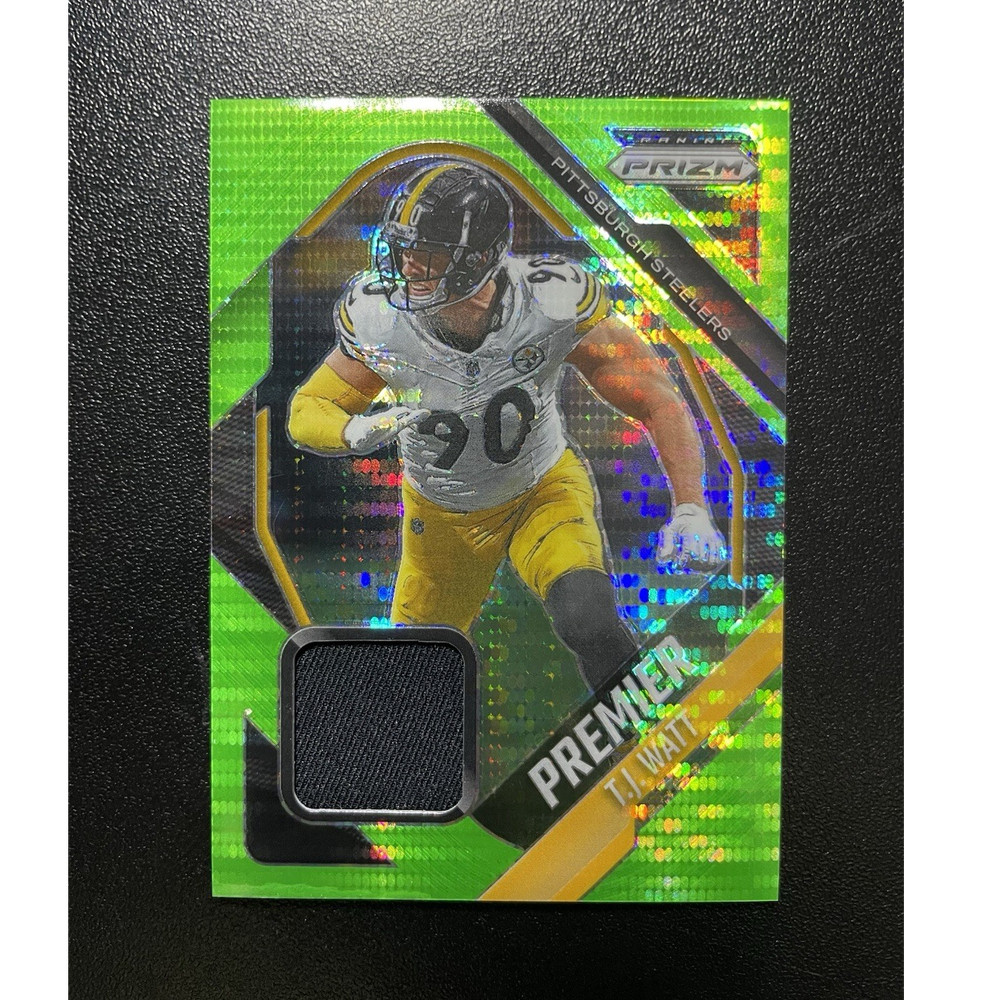 2025 Panini Prizm T.J. Watt Premier Jersey Neon Green Pulsar Relic Steelers #TJW
