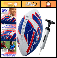NFL Youth Mini Footballs – 8.5&Prime; Rubber Balls with Air Pump – All Teams Available