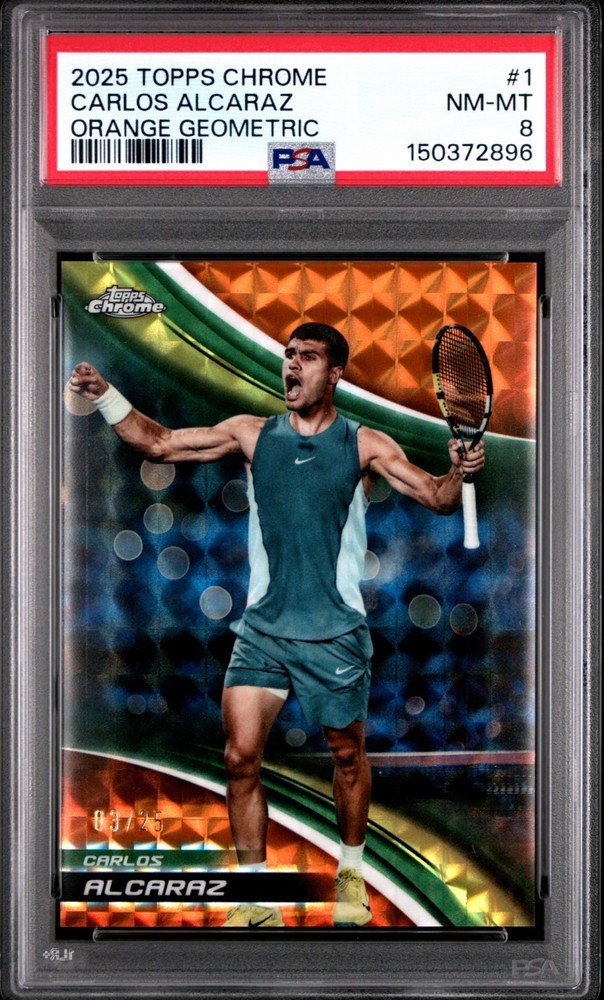 2025 Topps Chrome Tennis CARLOS ALCARAZ Orange Geometric /25 PSA 8 #1