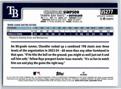2025 Topps Update #US277 Chandler Simpson Rookie Tampa Bay Rays Free S&H