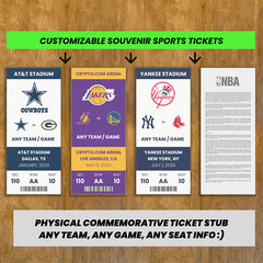 Custom Sports Ticket Stub – Any Team, Game, Seat – Personalized Gift