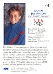 1992 Impel U.S. Olympic Hopefuls #74 Karen Josephson/Synchronized Swimming